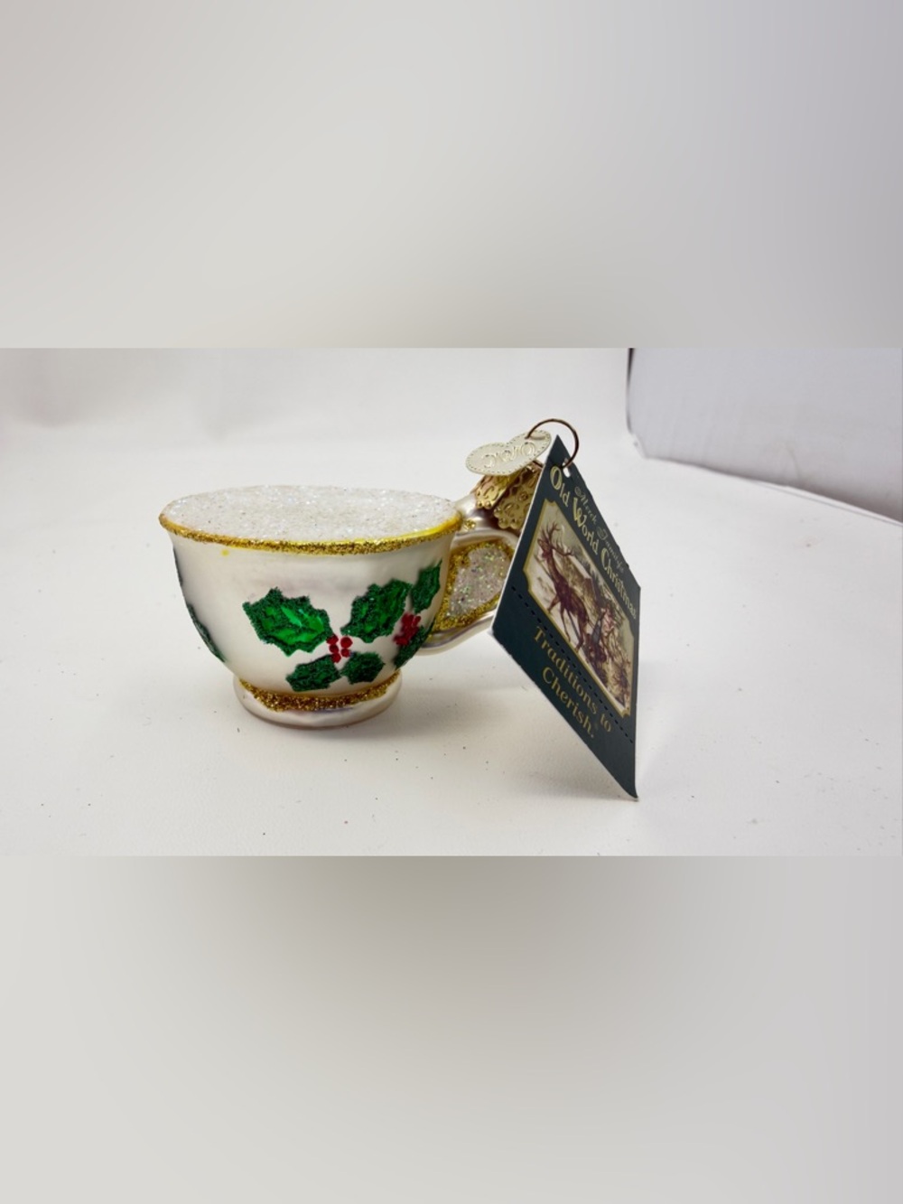 2001 Old World Christmas OWC Blown Glass Katherine's Tea Cup Ornament